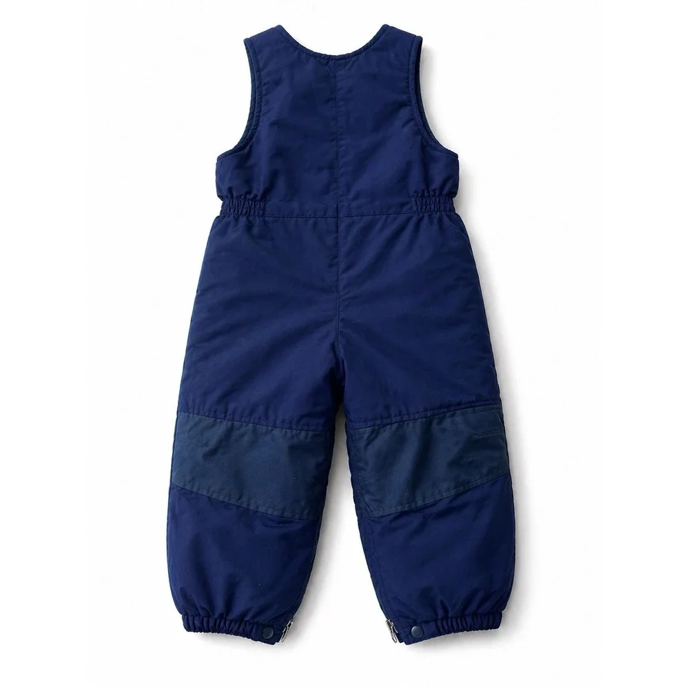 Lands End Kids Navy Blue Insulated Snow Bib Overalls Toddler Size 3t Zip Around